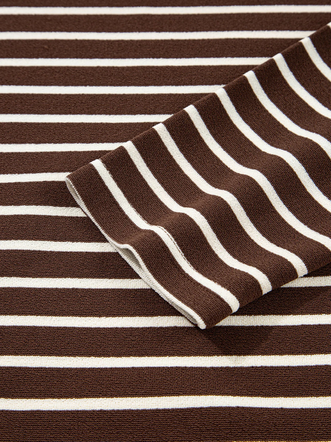 Stripe Cropped Crew Neck Long Sleeve T Shirt