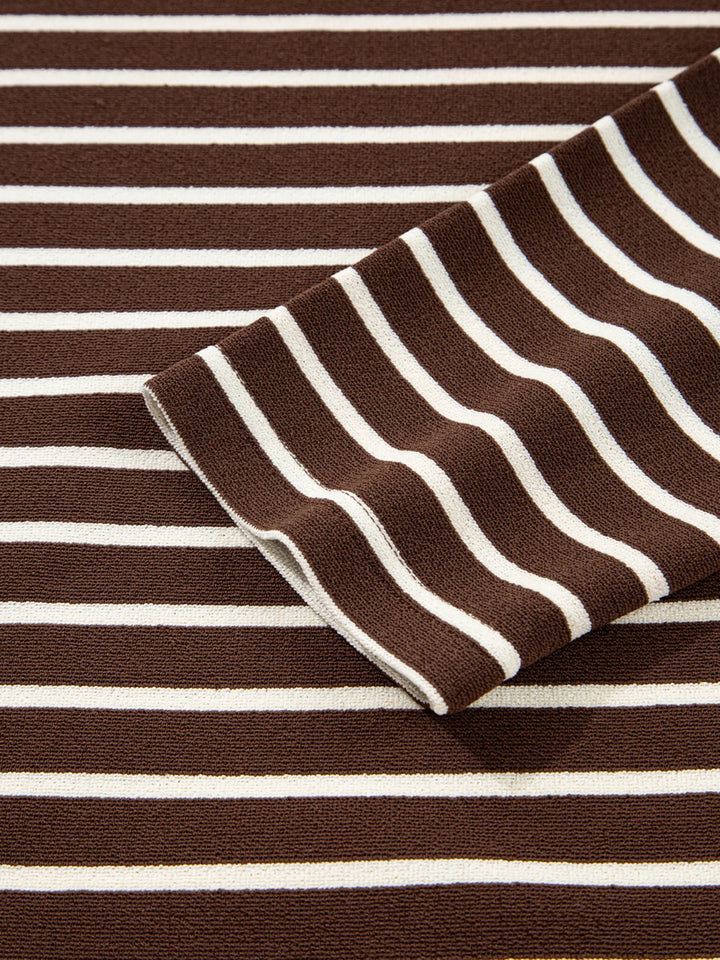 Stripe Cropped Crew Neck Long Sleeve T Shirt