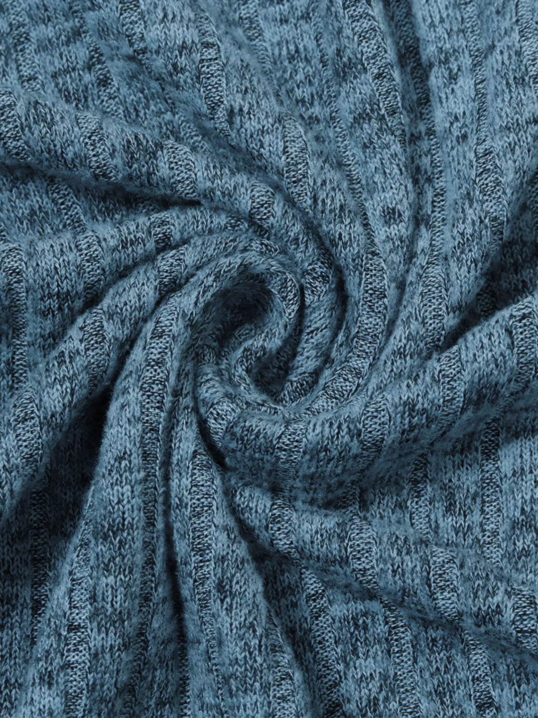 V-Neck Textured Knit Long Sleeve T-Shirt