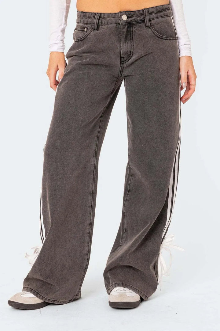 Side Striped Loose Fit Jeans