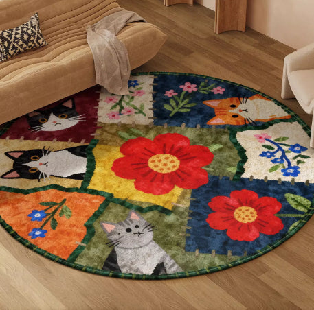 Round No Wash Wipeable Rug For Home Use
