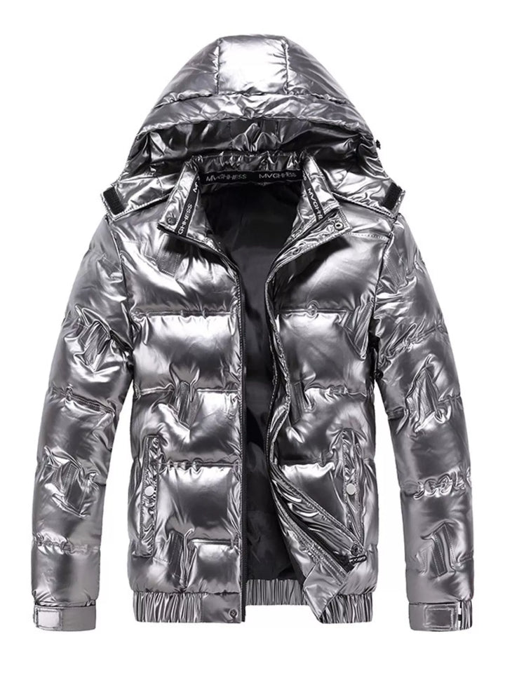 Men's Plus Size Zip Up Hooded Puffer Jacket