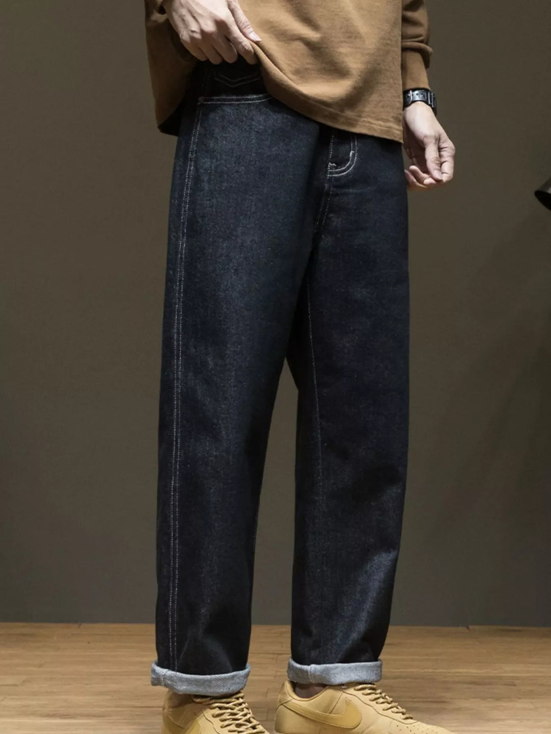 Men's Wide Leg Washed Jeans