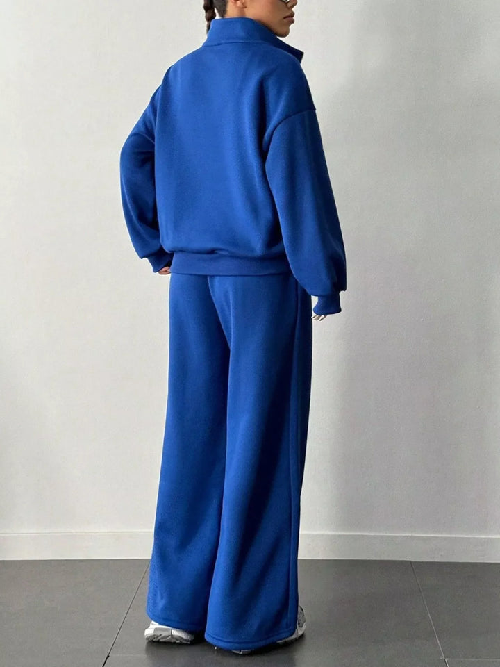 Half-Zip Long Sleeve Sweatshirt and Pants Set