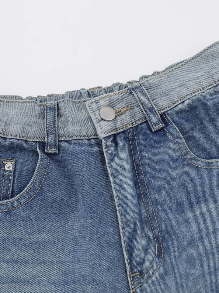 Men's Wide-Leg Vintage Wash Denim Jeans
