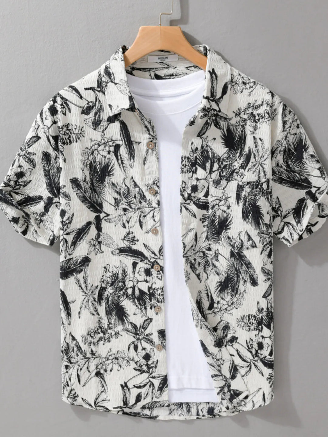 Men's Plus Size Printed Button Up Short Sleeve Shirt