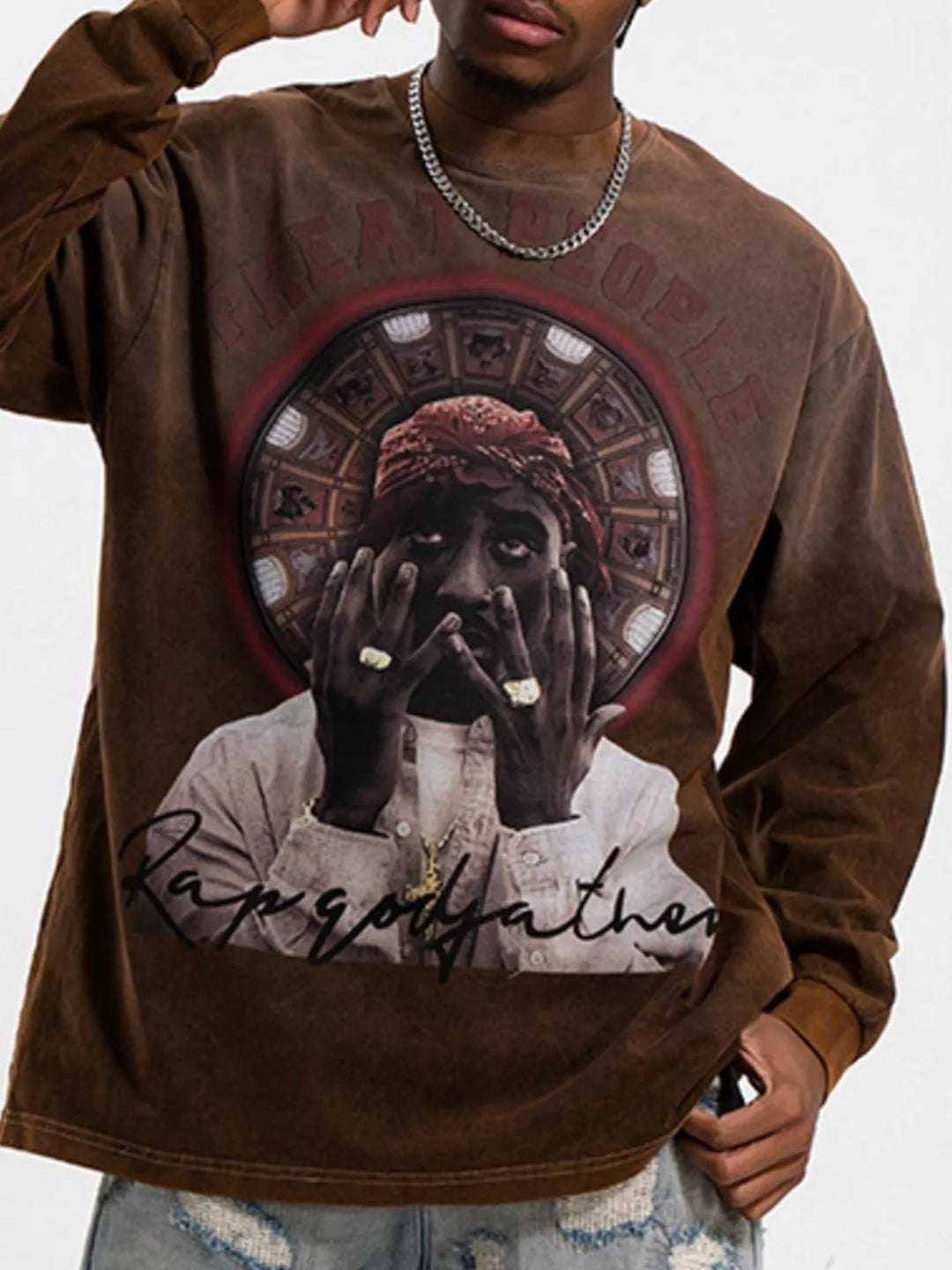 Men's Graphic Round Neck Long Sleeve T-Shirt