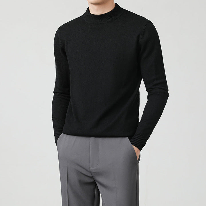 Mens Thickened White Knit Bottoming Sweater