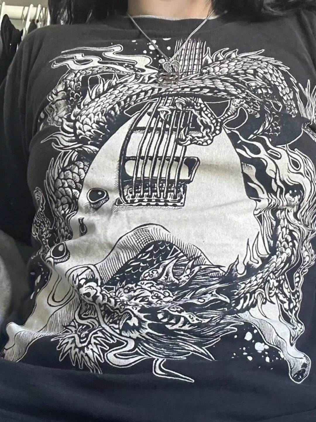 Graphic Round Neck Long Sleeve T-Shirt
