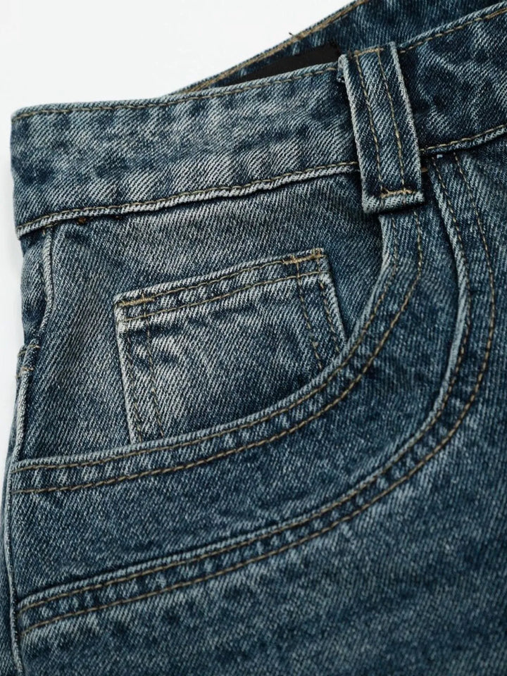 Men's Pearl Embellished Wide Leg Denim Shorts