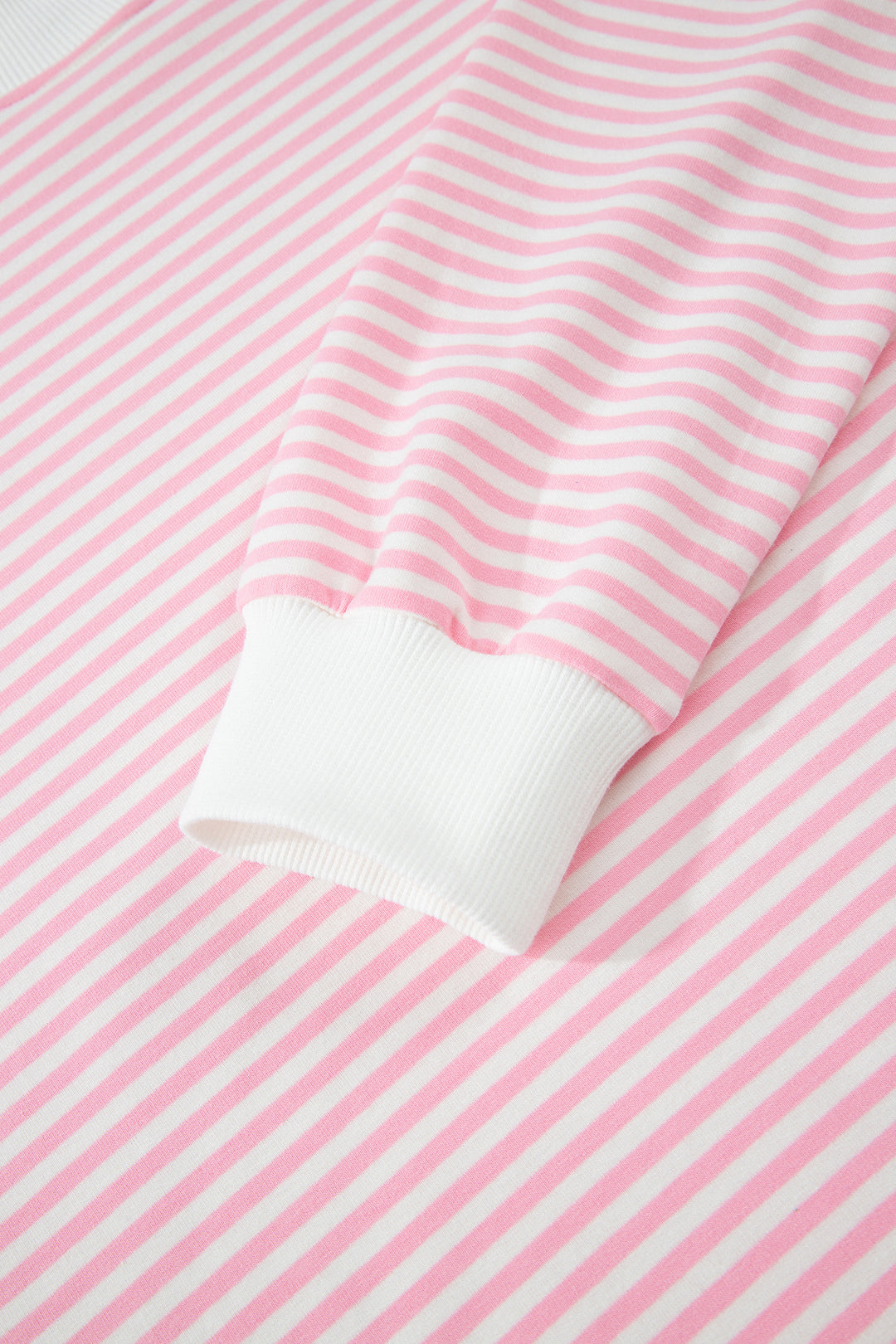 Pink Stripe Oversize Mock Neck Sweatshirt and Shorts Set
