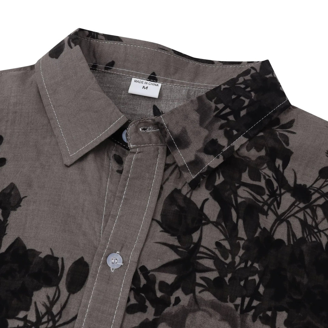 Men's Plus Size Printed Short Sleeve Button Down Casual Shirt