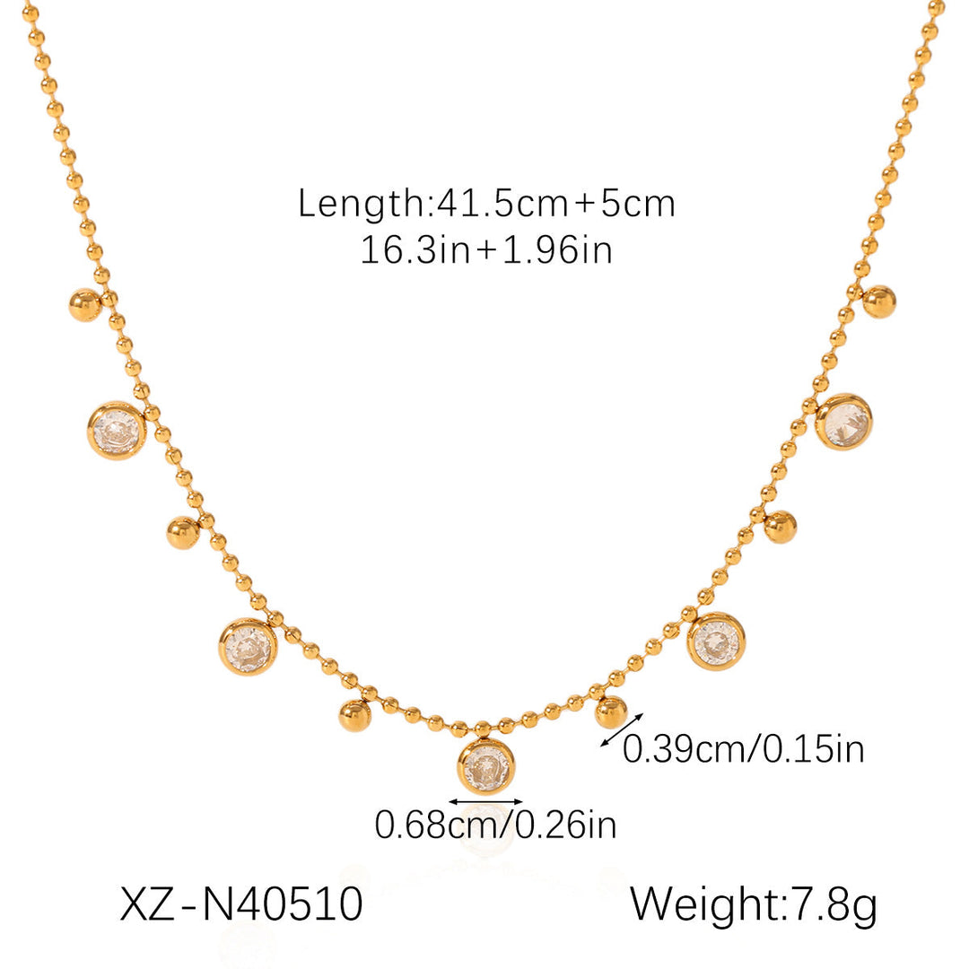 18K Gold stainless Steel Zircon Necklace For Women European And American Style