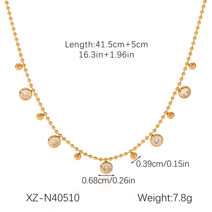 18K Gold stainless Steel Zircon Necklace For Women European And American Style