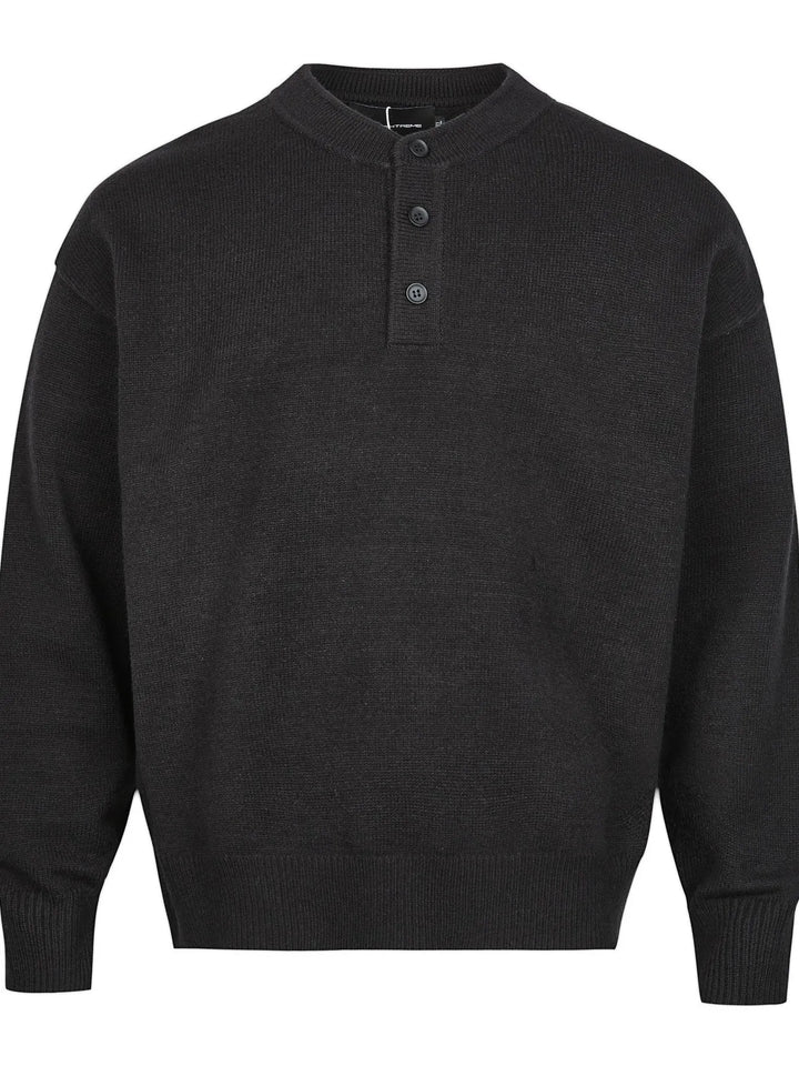 Men's Button Detail Drop Shoulder Sweater