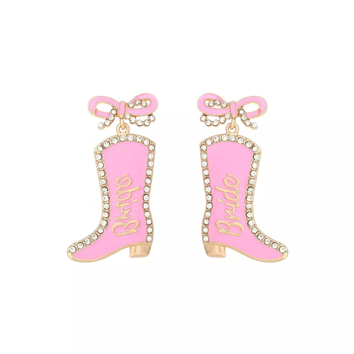 Cowgirl Boot Dangle Earrings with Bow