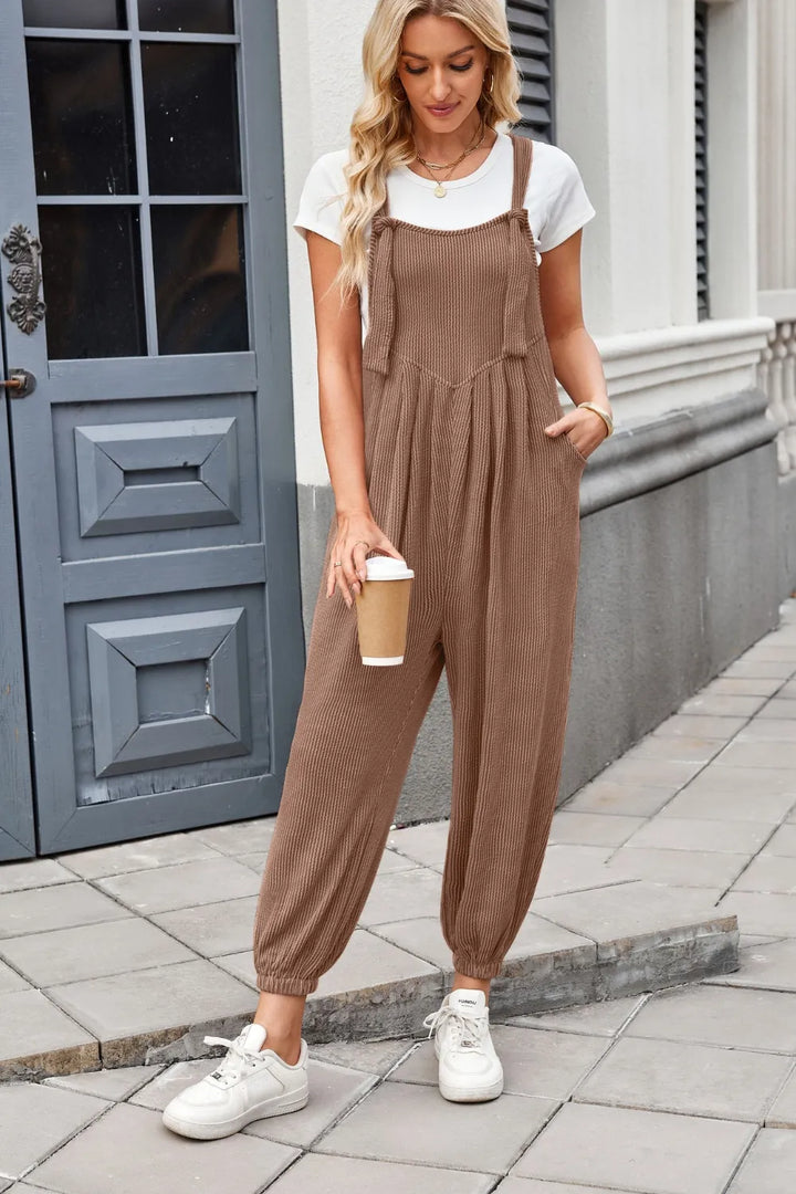 Lovelet Knotted Strap Overalls with Pockets
