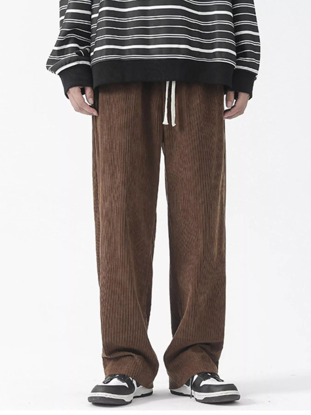 Men's Full Size Drawstring Wide Leg Corduroy Pants Plus Size