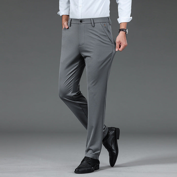 Mens Slim-fit Ice-silk Casual Pants