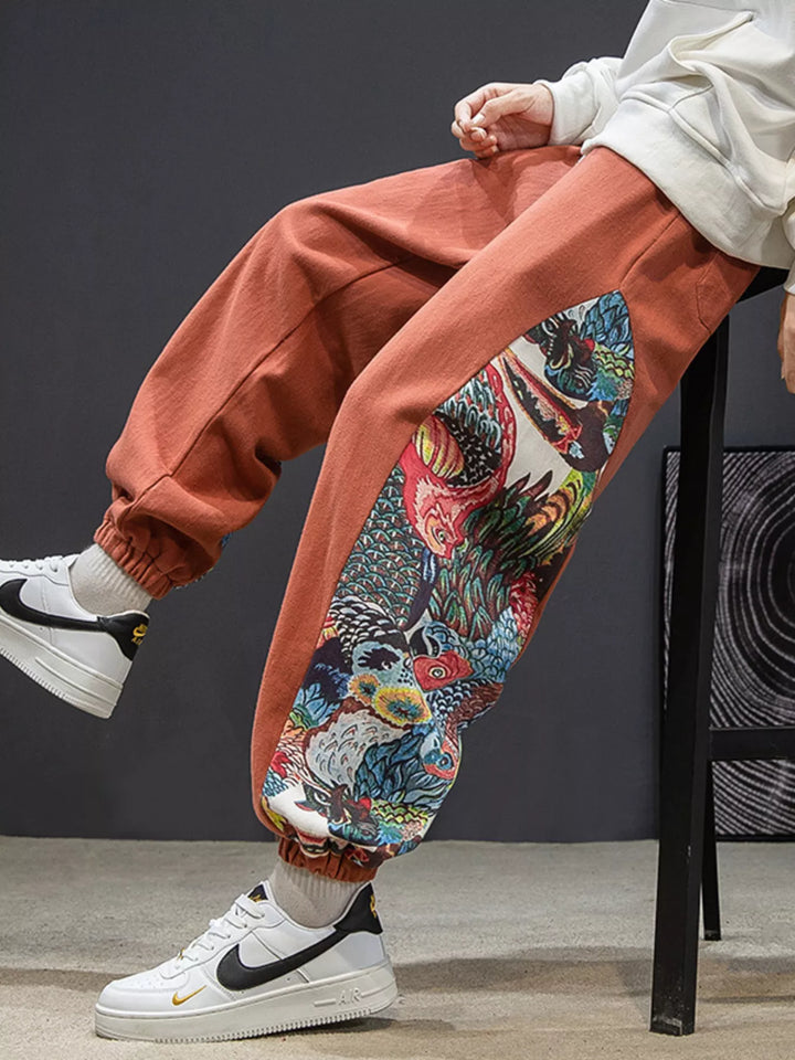 Men's Plus Size Printed Side Panel Joggers