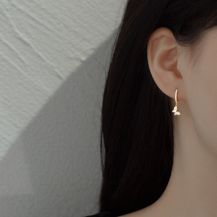S925 Silver Korean-Style Sweet Butterfly Earrings