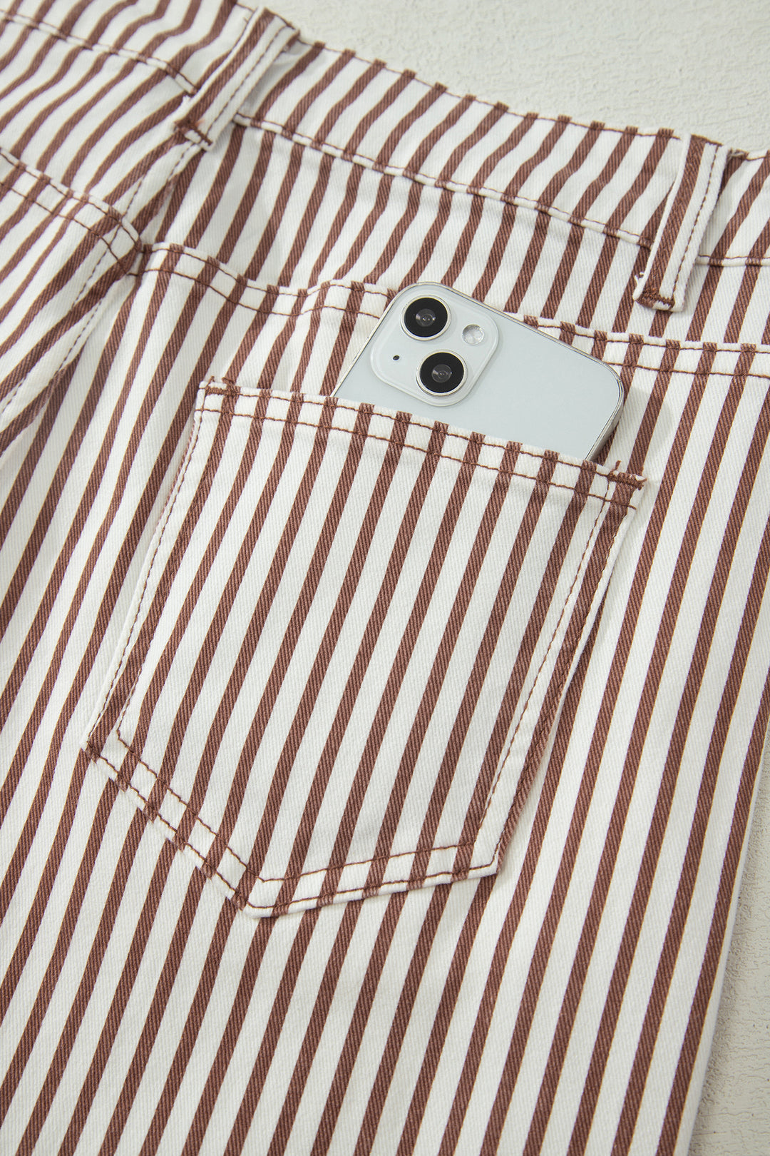 Brown Stripe Casual Barrel Jeans