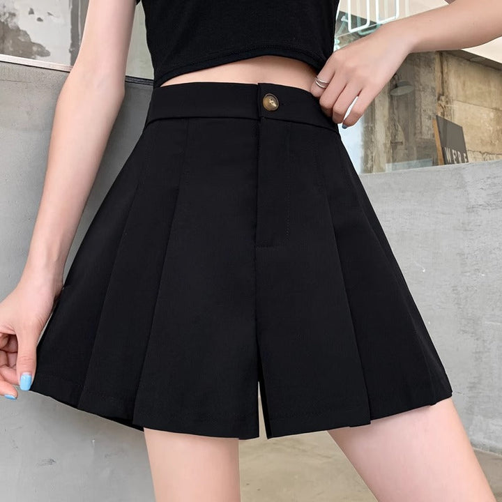 Stretchy High-waisted Pleated Wide-leg Casual Pants That Slim The Figure And Are Versatileperfect As An A-line Hot Pant