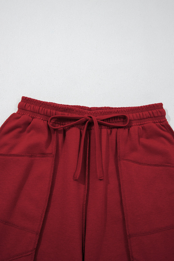 Racing Red Drop Shoulder Boxy Tee and Barrel Pants Set