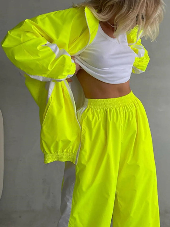 Zip Up Long Sleeve Top and Pants Set