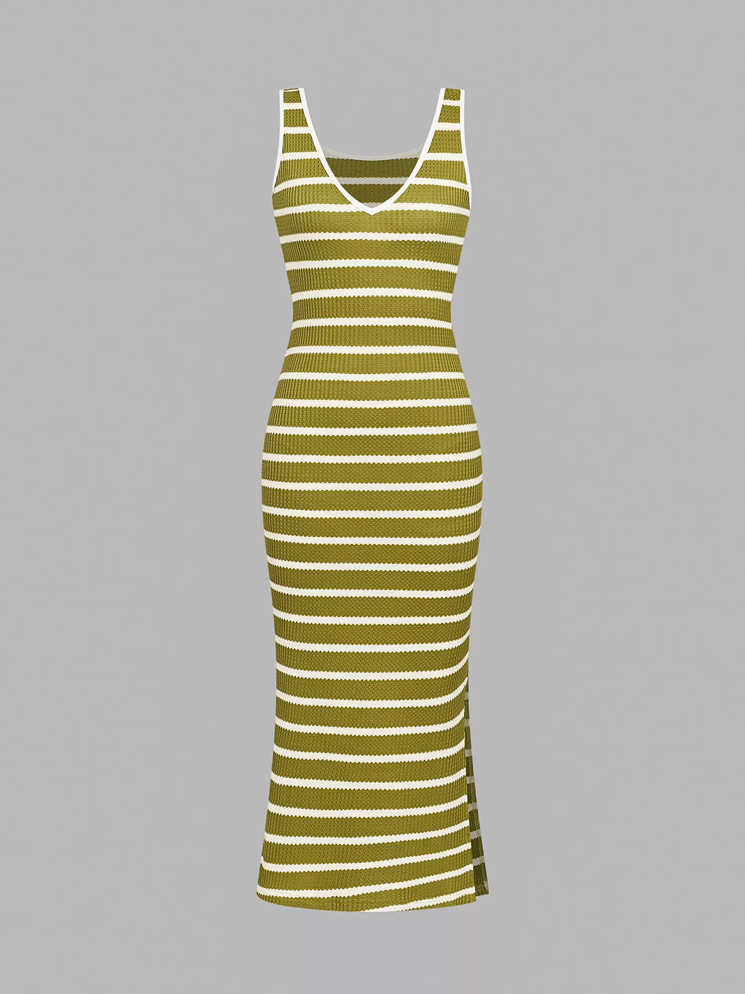 Striped Bodycon Knit Midi Dress