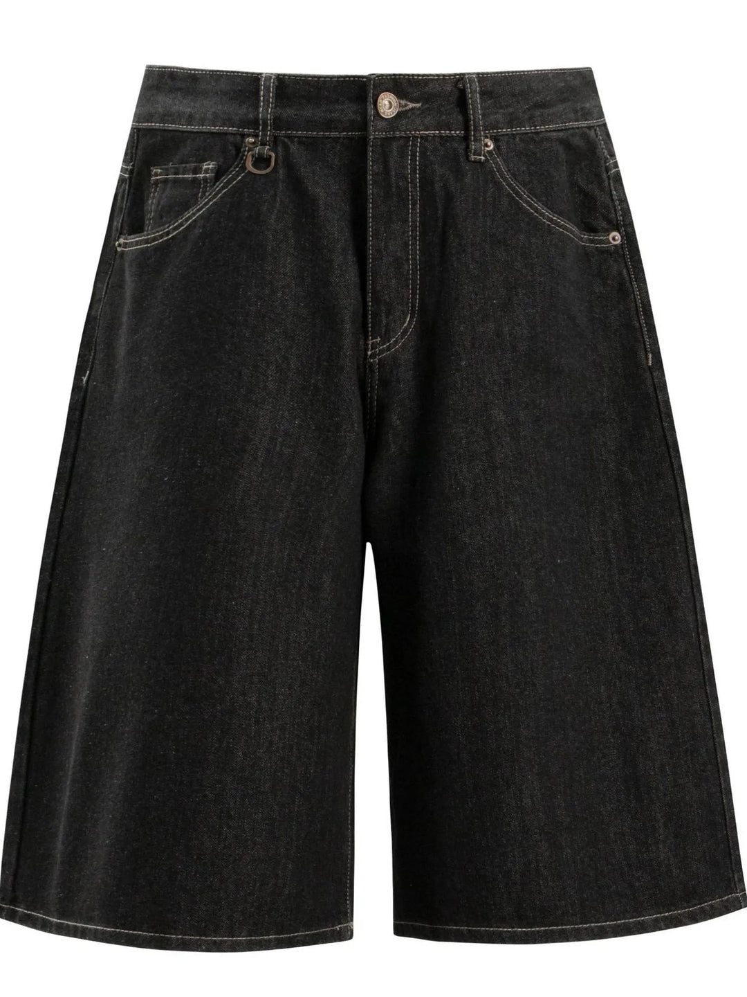 Men's Wide-Leg Denim Shorts with Pockets
