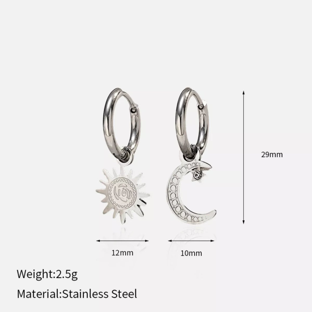 Sun and Moon Dangle Hoop Earrings