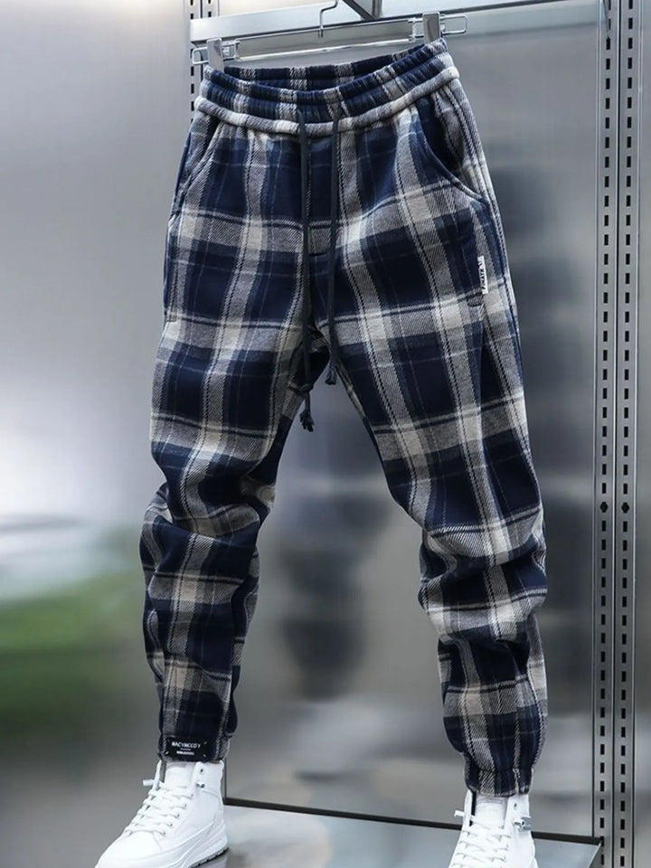 Men's Plus Size Plaid Drawstring Joggers