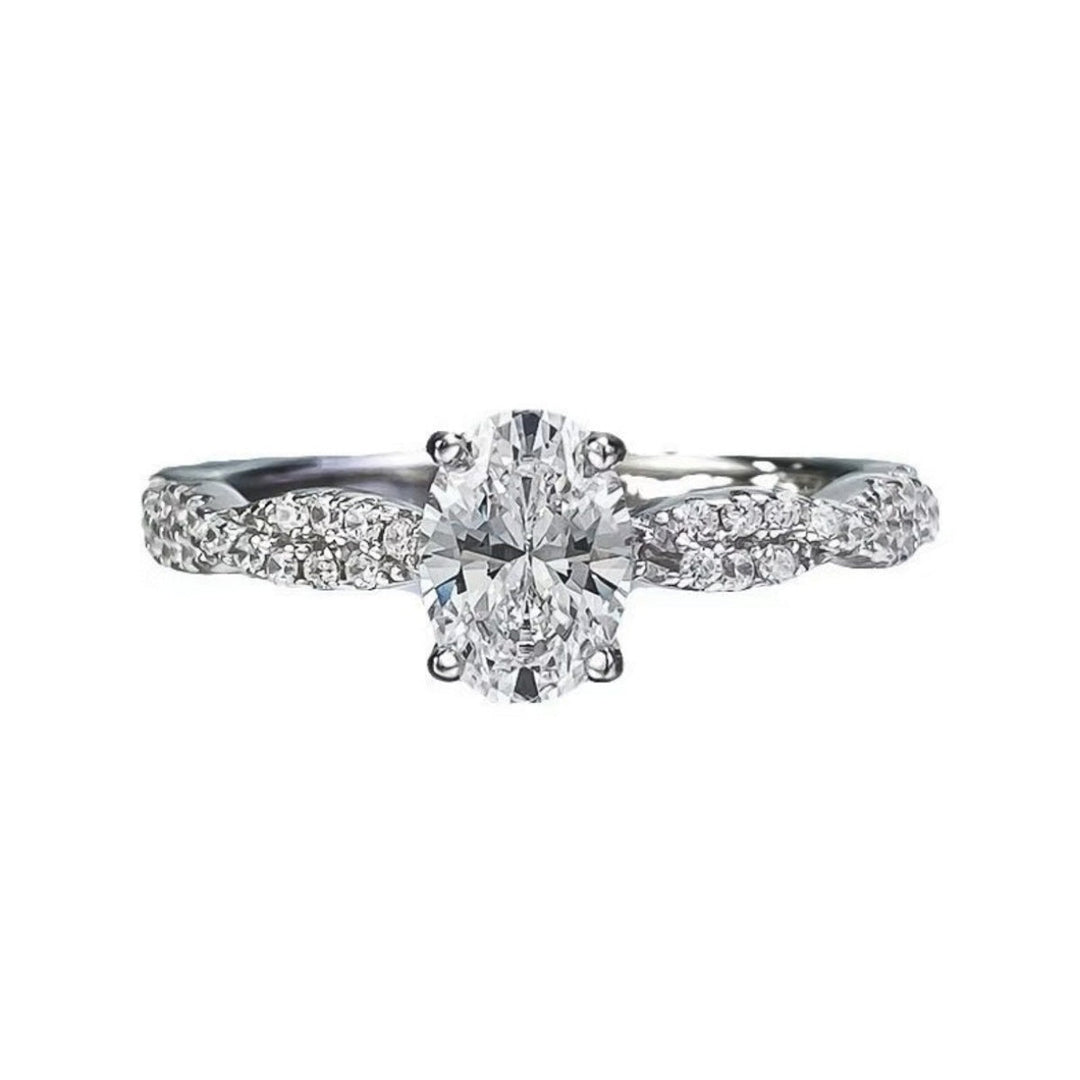 1 Carat Moissanite 925 Sterling Silver Oval Ring