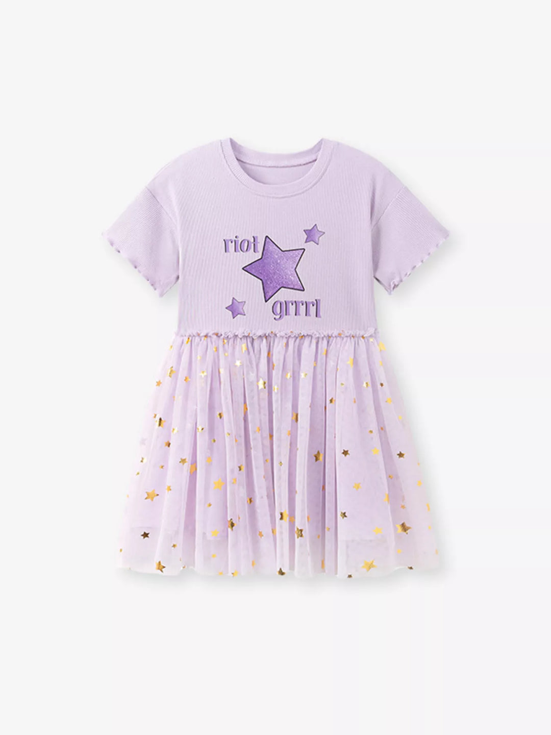 Children' s Star Round Neck Tulle Dress