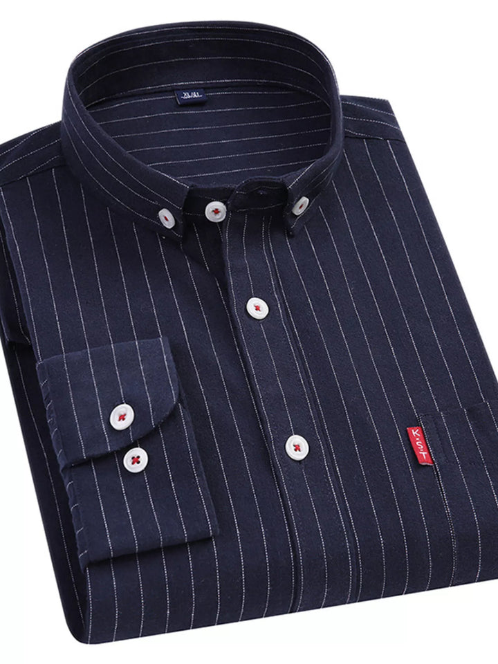 Men's Full Size Striped Long Sleeve Casual Shirt Plus Size