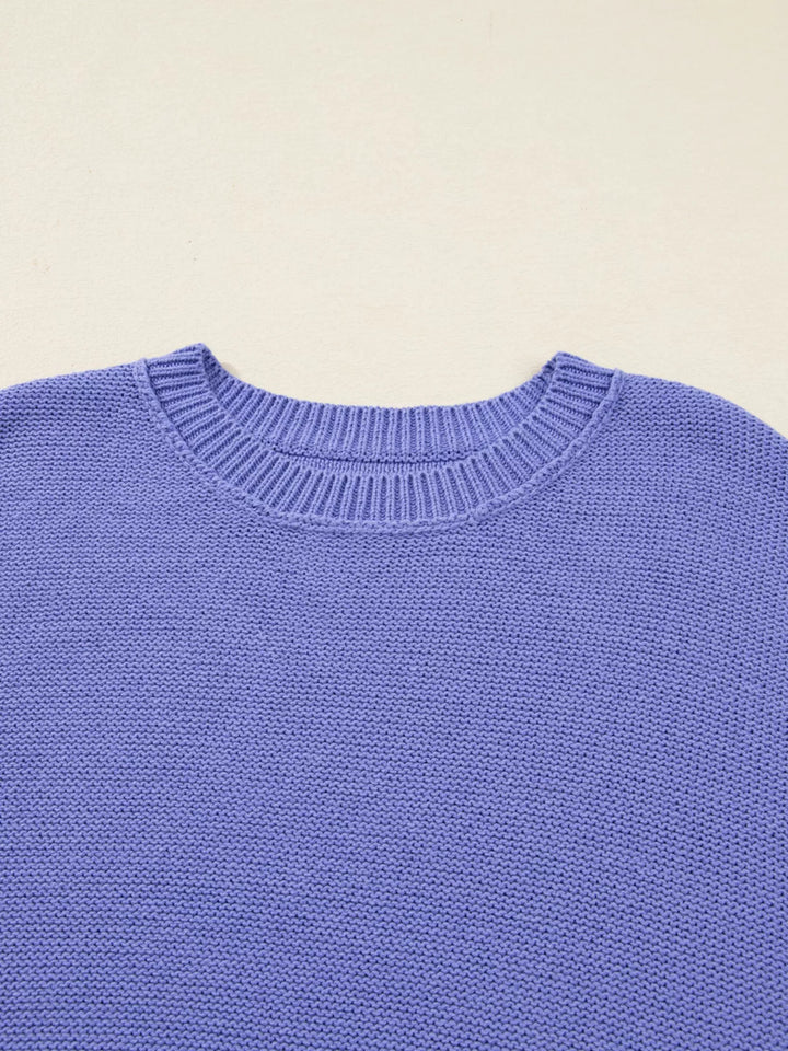 Plus Size Striped Trim Drop Shoulder Knit Loose Sweater