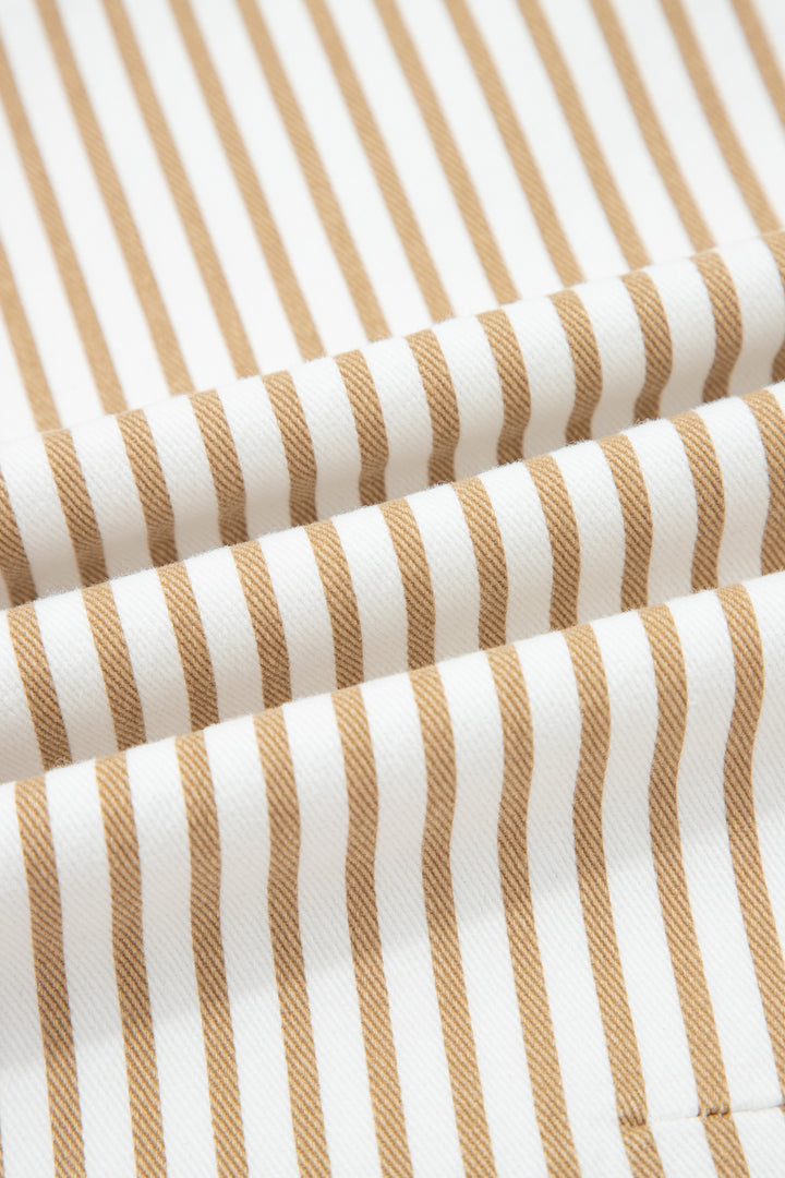 Khaki Stripe Casual Barrel Jeans