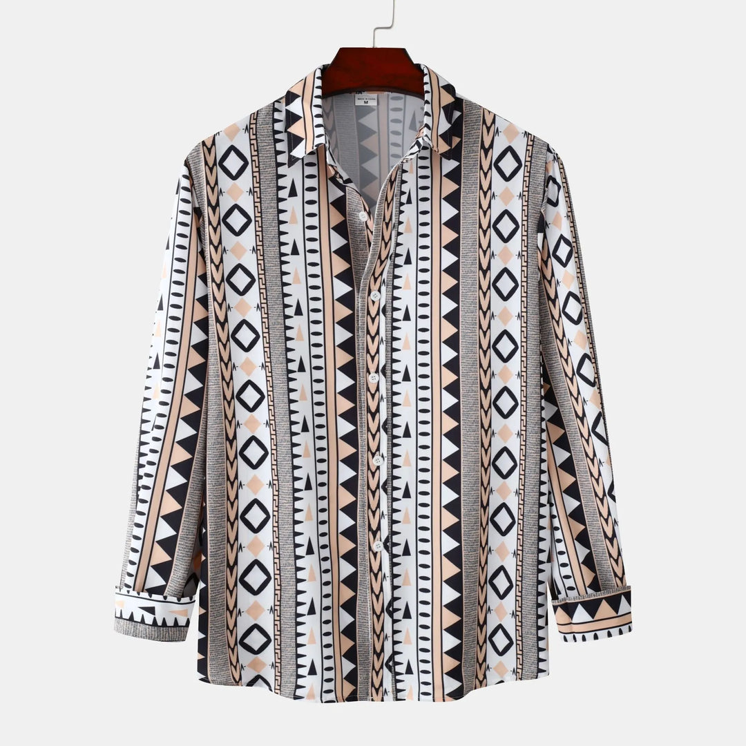 Men's Geometric Print Long Sleeve Shirt