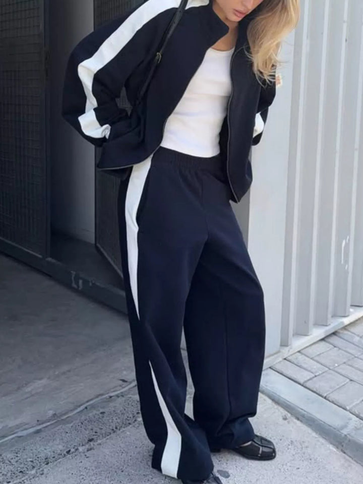 Zip Up Long Sleeve Outerwear and Pants Set