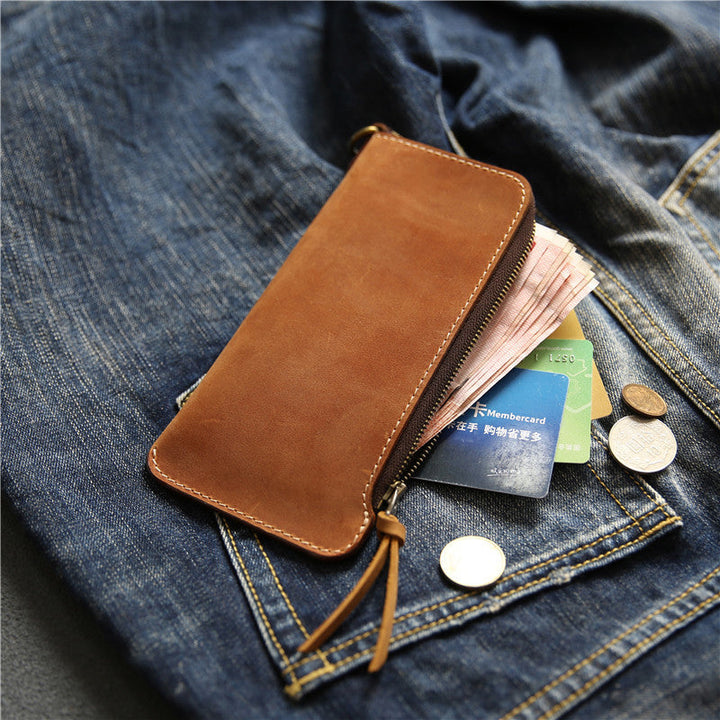 Wallet Top Layer Leather Belt Zipper Wallet