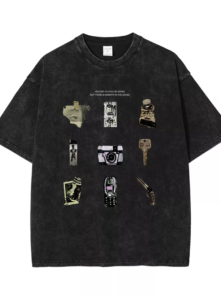 Men's Vintage Washed Graphic Round Neck T-Shirt