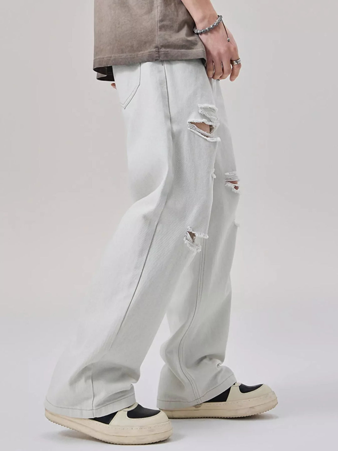 Men's Distressed Wide Leg Jeans