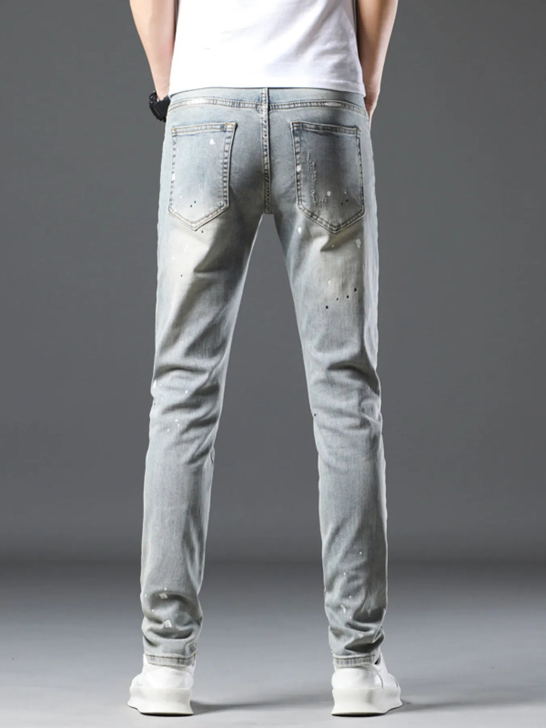Men's Vintage Distressed Light Wash Skinny Jeans