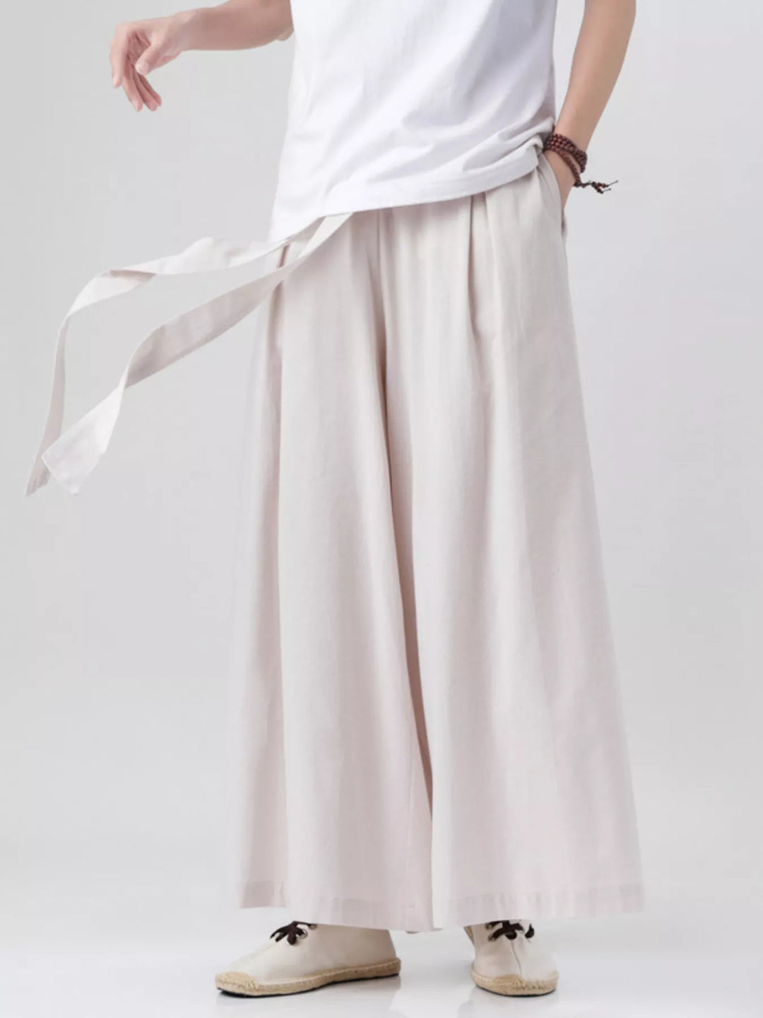 Men's Plus Size Wide Leg Pants with Tie Waist