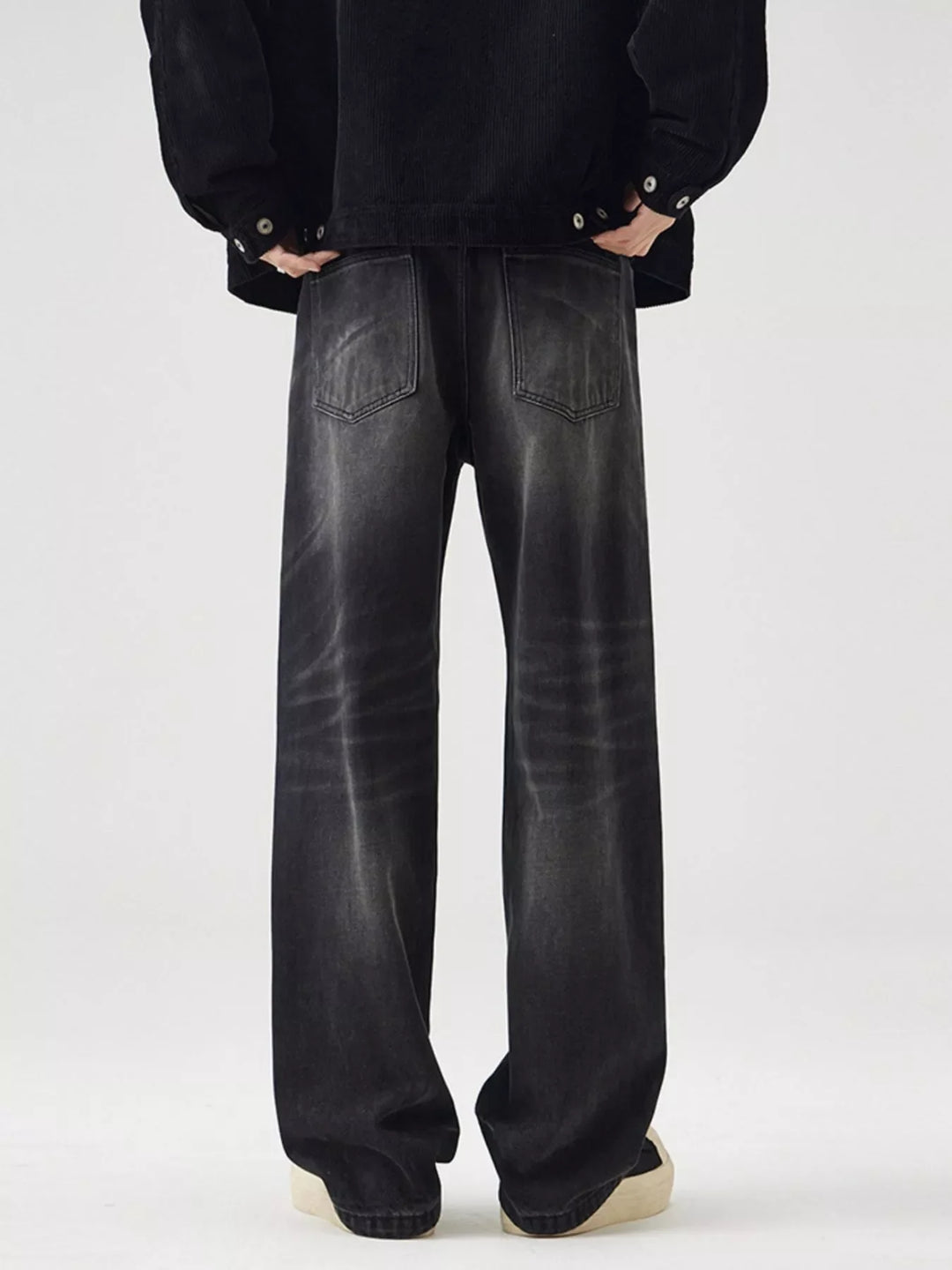 Men's Wide Leg Washed Jeans