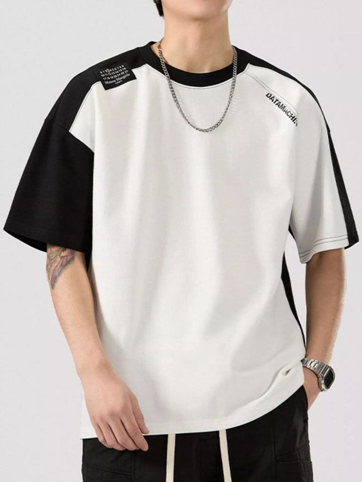 Men's Full Size Color Block Round Neck T-Shirt Plus Size