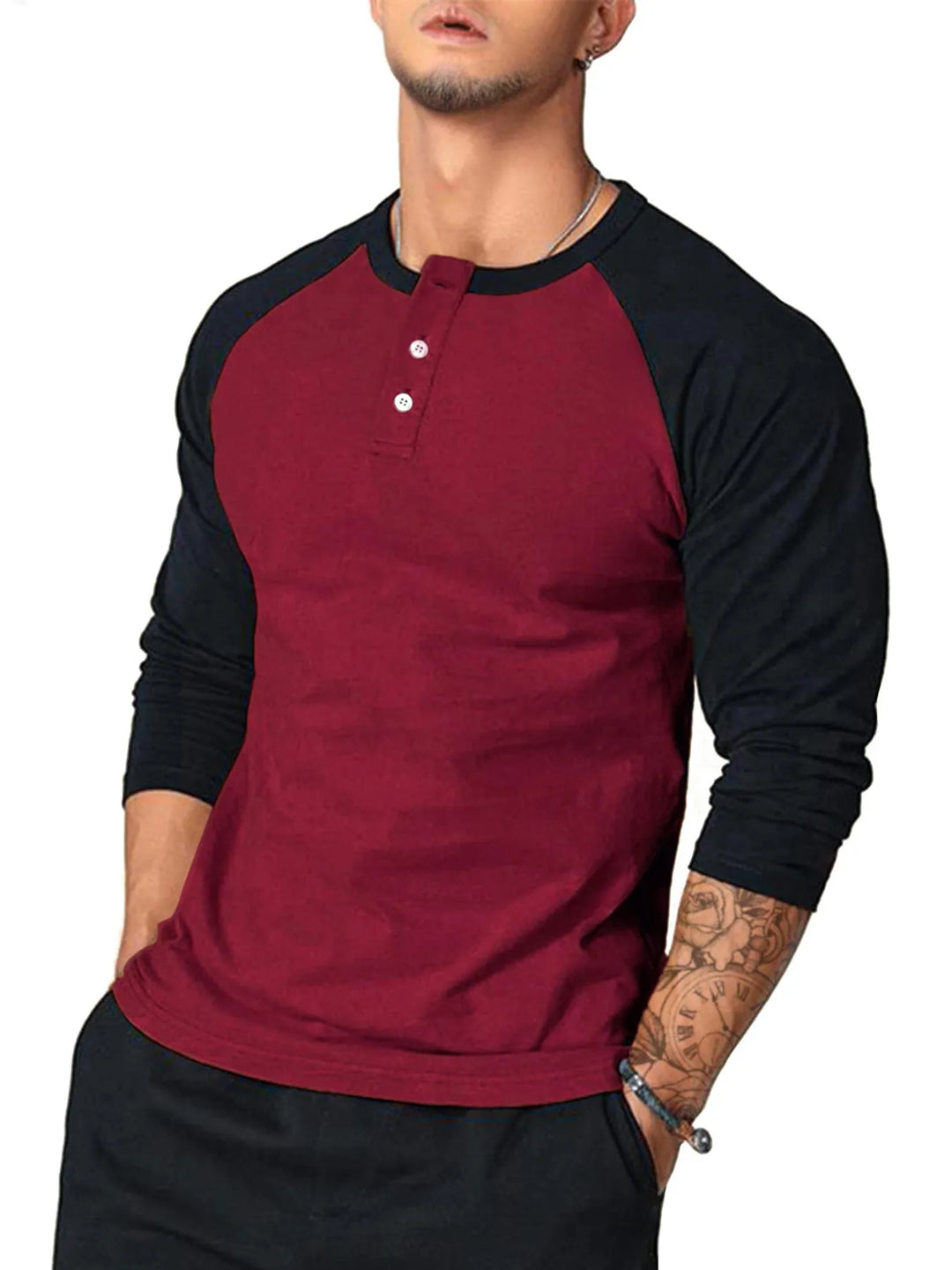 Men's Round Neck Raglan Sleeve T-Shirt