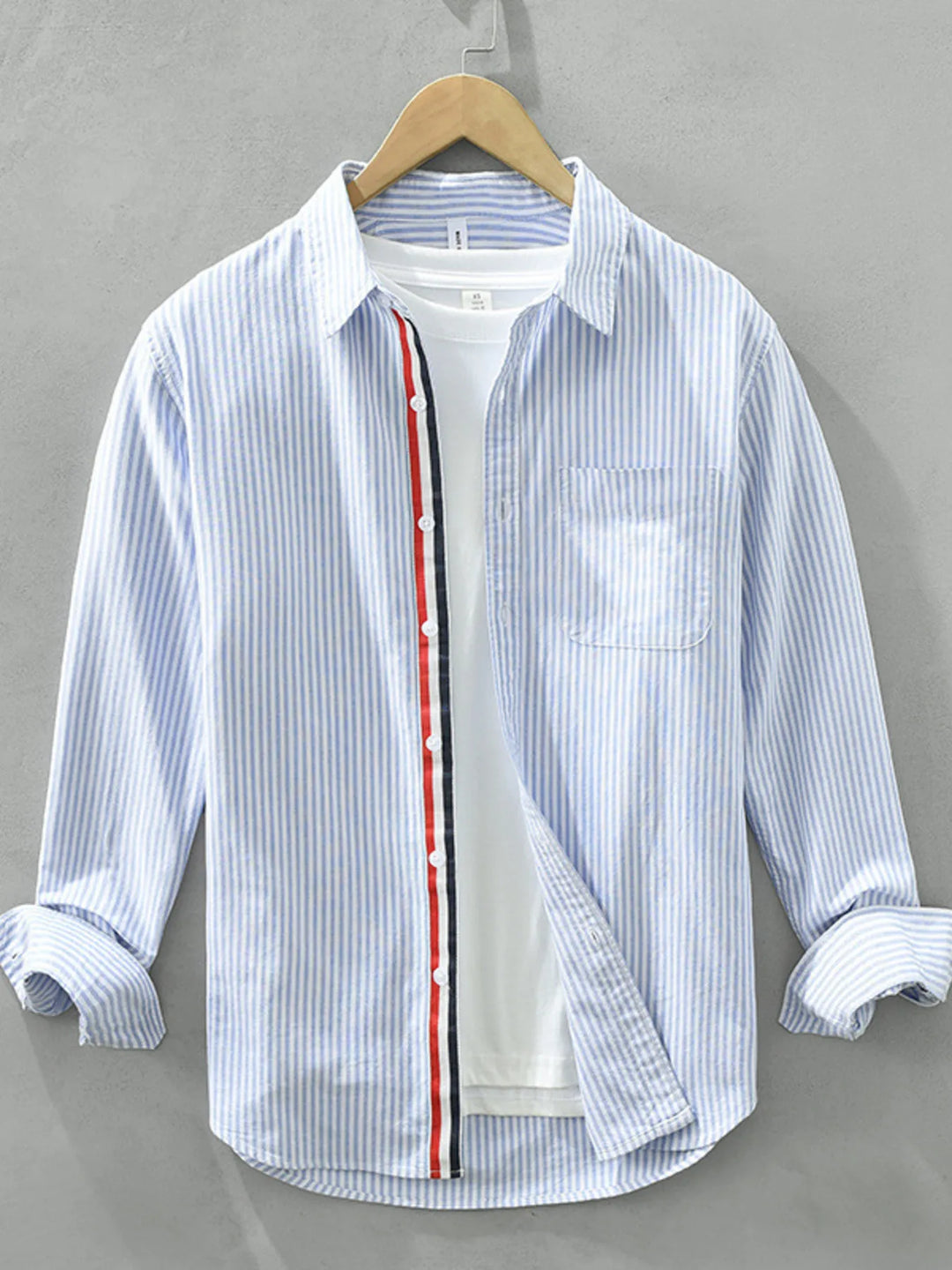 Men's Plus Size Striped Button Up Long Sleeve Shirt