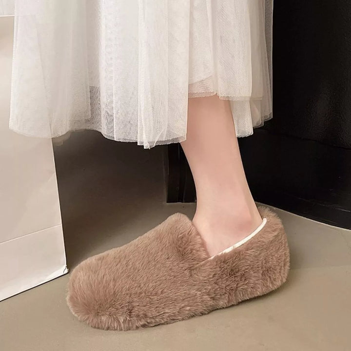 Fluffy Round Toe Slip-Ons